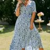 Robe Invité Mariage Champêtre Bleu Motif