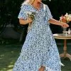 Robe Invité Mariage Champêtre Bleu Motif – Image 3