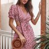Robe Rouge Manche Courte Champêtre